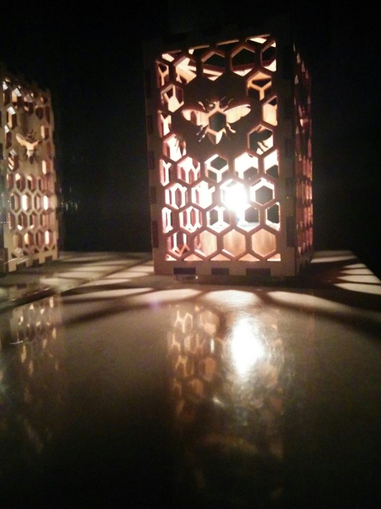 Dazzling display! Candle holder, honeycomb design, hand crafted